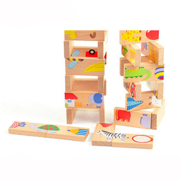 FQ marque enfants en bois éducatifs blocs de bois jeu de jeu dominos jouet